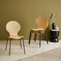 Voir la diapositive 4 : SWEEEK Lot de 4 chaises naturelles. rétro empilables. bois d'hévéa et contreplaqué. pieds en acier. Naomi. L 43 x P 48 x H 87cm