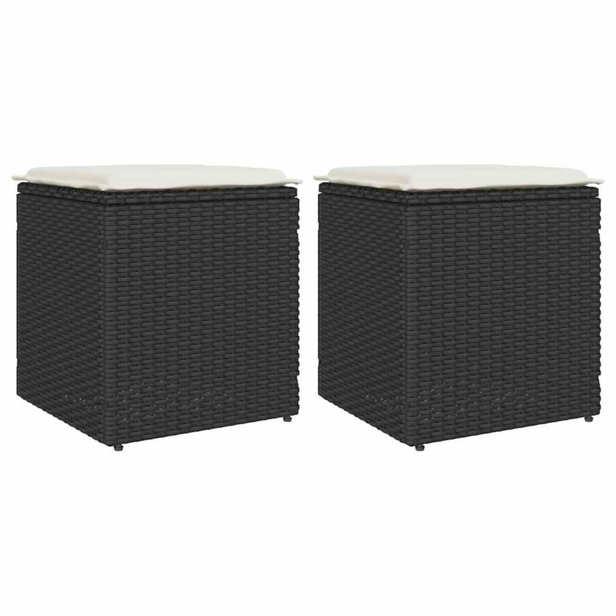 VIDAXL Tabourets jardin coussins 2 pcs noir 40x40x43 cm resine tressee