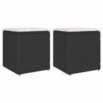 VIDAXL Tabourets jardin coussins 2 pcs noir 40x40x43 cm resine tressee