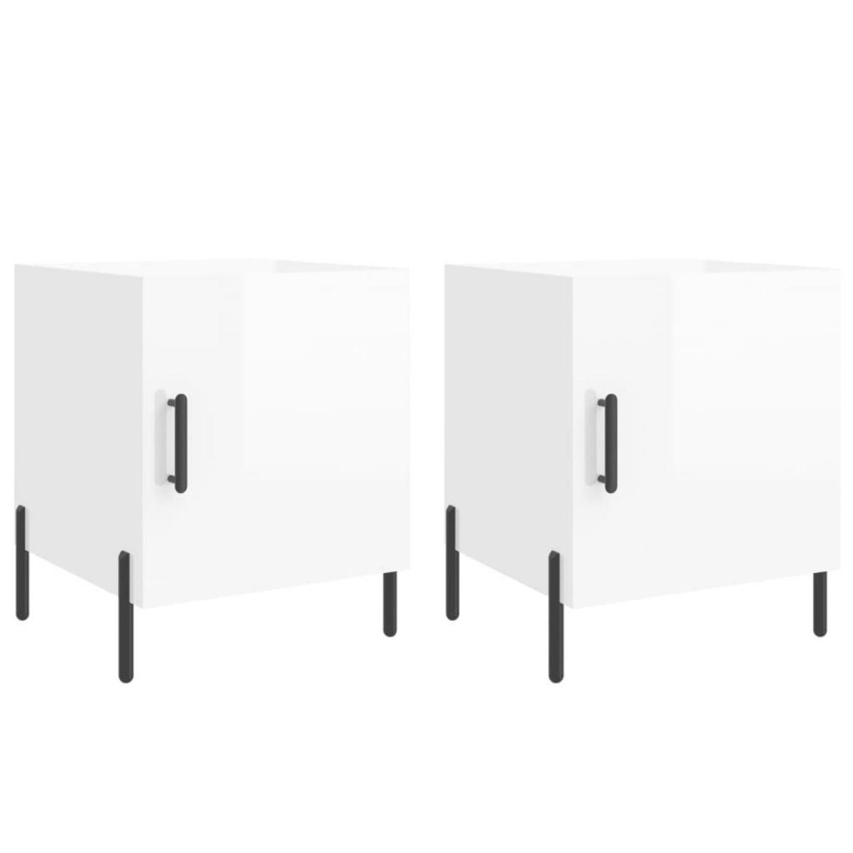 VIDAXL Tables de chevet 2 pcs blanc brillant 40x40x50 cm