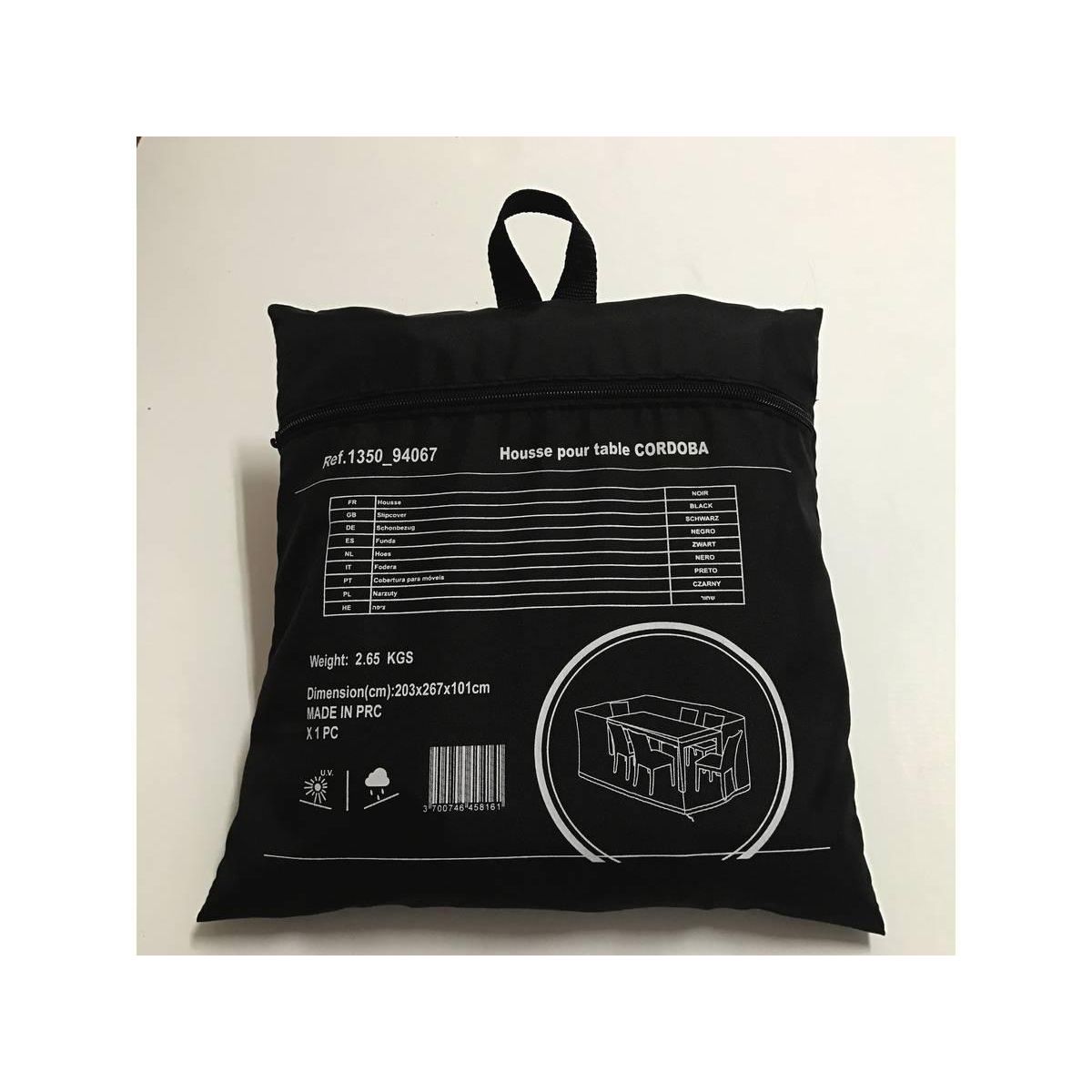 Habitat et Jardin Housse de protection pour salon de jardin repas - 267 x 203 x 101 cm - Noir