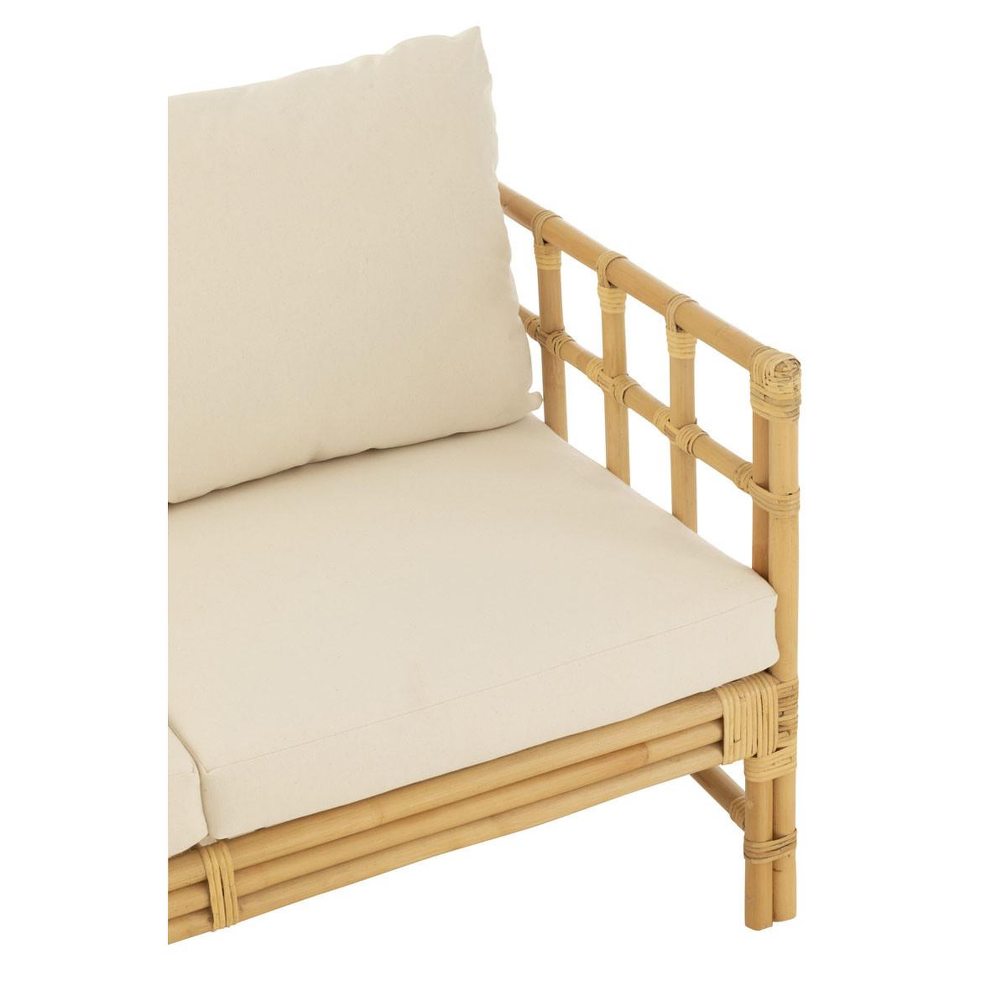 Voir la diapositive 6 : J-LINE Canapé 2 places rotin & coussin  elise  127cm naturel