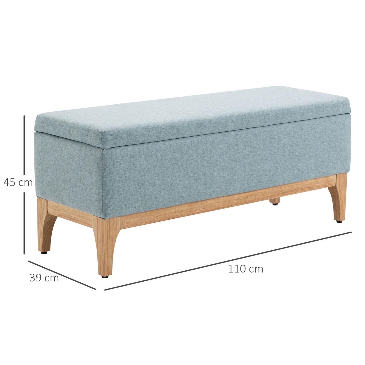 HOMCOM HOMCOM Banquette coffre de rangement 2 en 1 style scandinave dim. 110L x 39l x 45H cm tissu vert d'eau