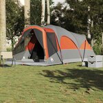 VIDAXL Tente familiale tunnel 8 personnes gris et orange impermeable