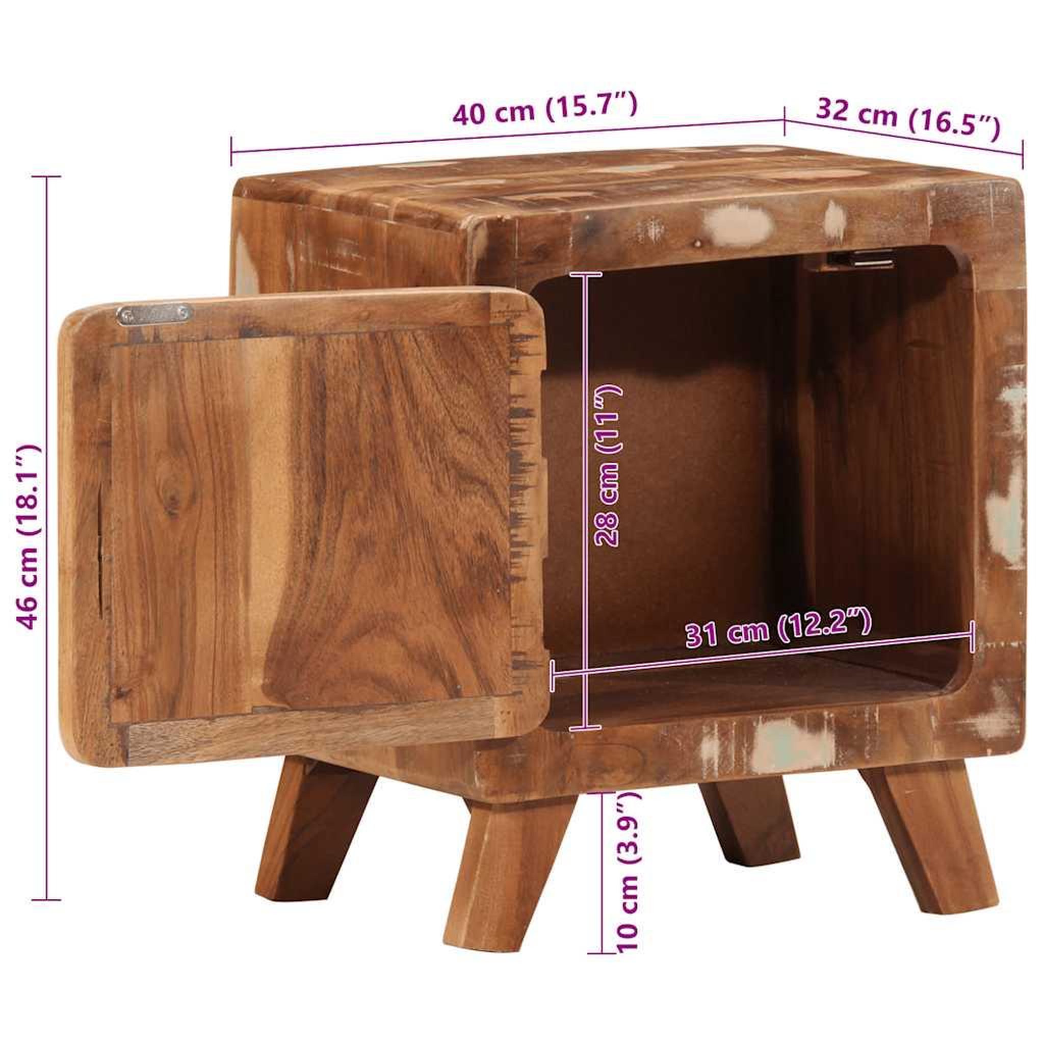 Voir la diapositive 6 : VIDAXL Table de chevet 2 pcs 40x32x46 cm bois massif de recuperation