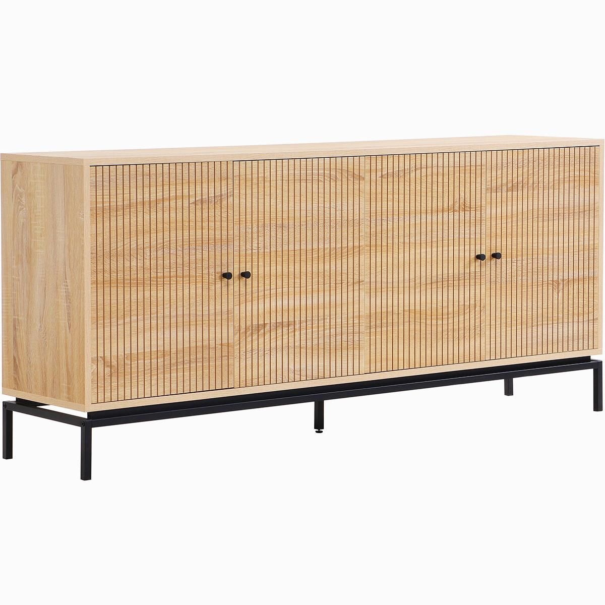HOMIFAB Buffet 4 portes effet bois 180 cm - Talia