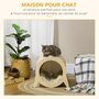 PAWHUT Maison pour chat design - niche chat panier chat - coussin amovible, grattoir jute naturelle - panneaux aspect bois clair