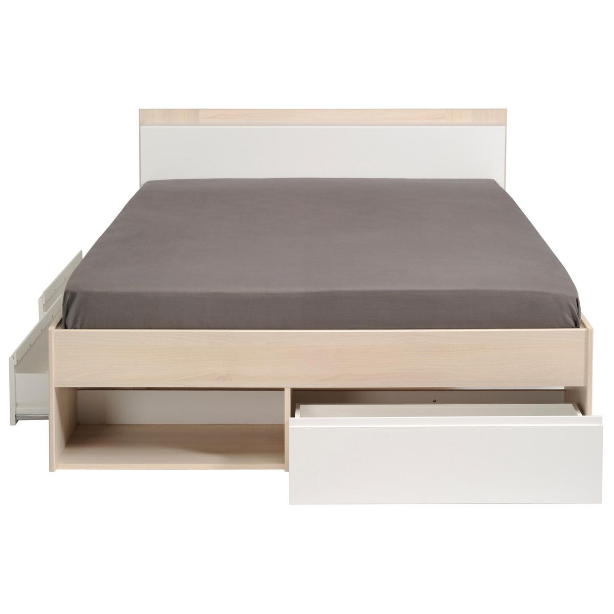 Lit double adulte 140x190 / 140x200 cm avec rangements BOOST