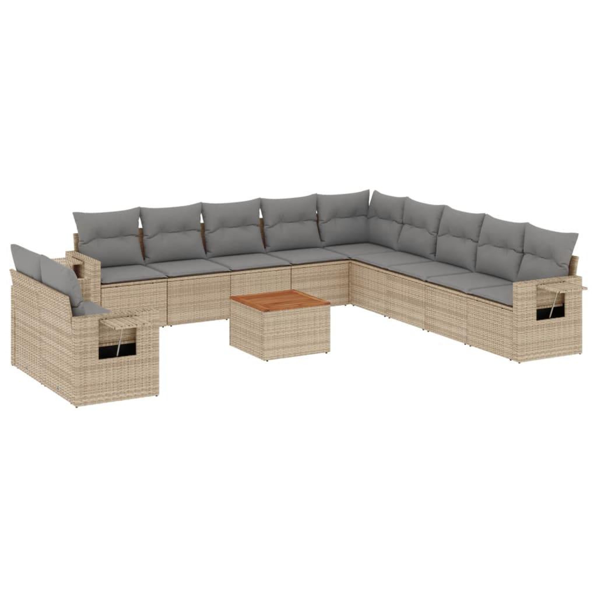Voir la diapositive 2 : VIDAXL Salon de jardin et coussins 12 pcs melange beige resine tressee