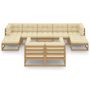 Voir la diapositive 3 : VIDAXL Salon de jardin 10 pcs avec coussins Marron miel Bois de pin