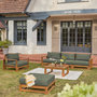 Voir la diapositive 2 : SWEEEK Salon de jardin en bois d'acacia 5 places - Mendoza - Canapé, fauteuils et table basse en acacia, 6 éléments modulables, design