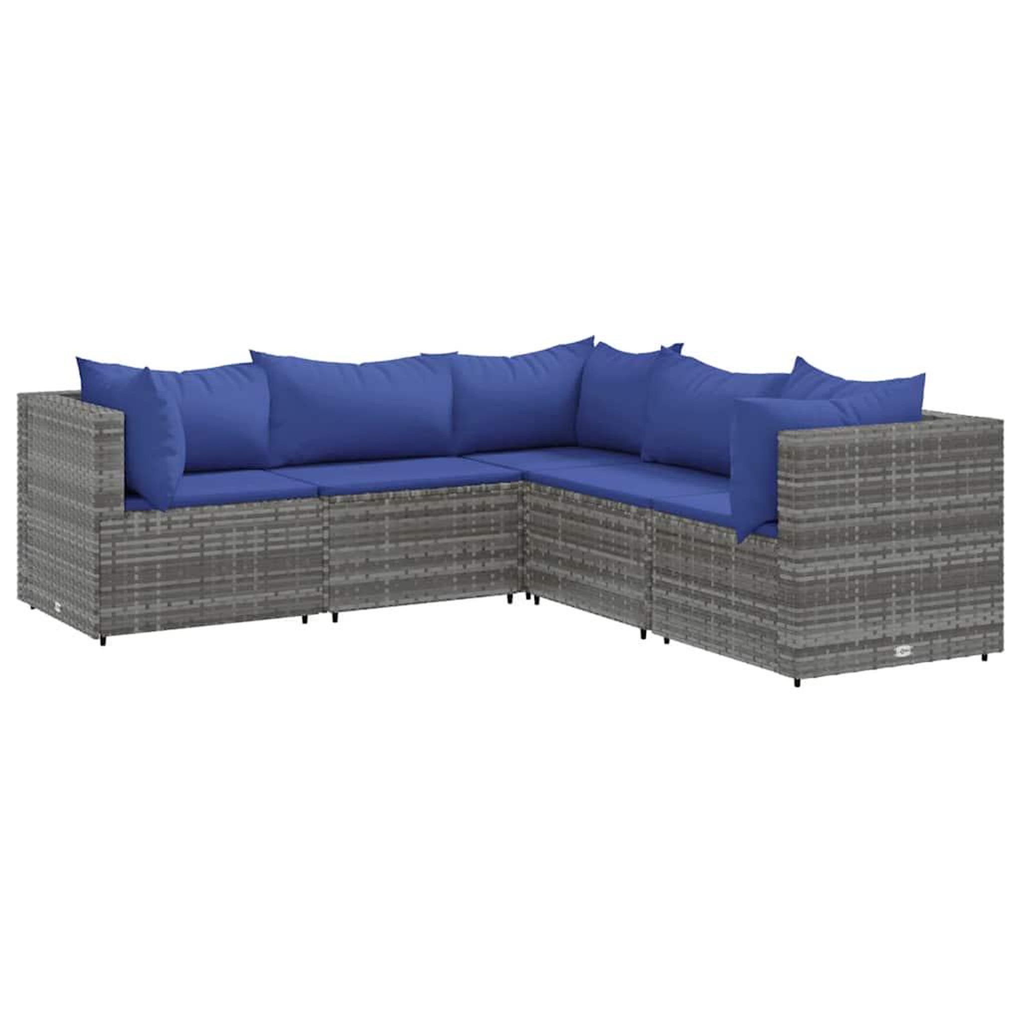 Voir la diapositive 2 : VIDAXL Salon de jardin 5 pcs avec coussins Gris Resine tressee