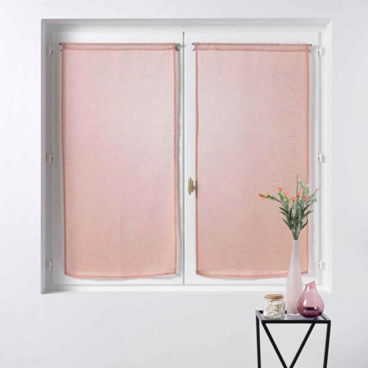 Paris Prix Paire de Voilages  Sandra  60x90cm Rose