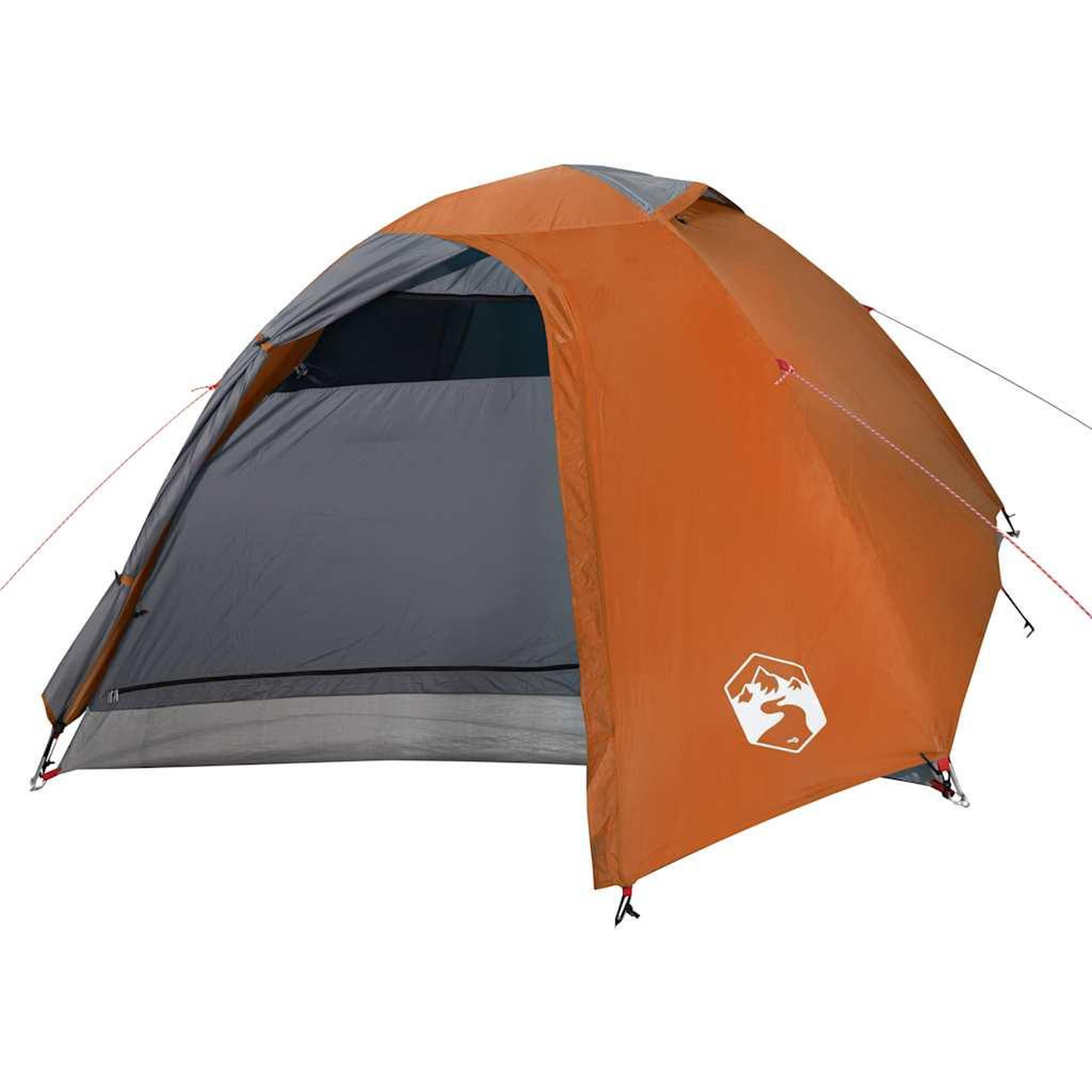 Voir la diapositive 4 : VIDAXL Tente de camping a dome 4 personnes gris et orange impermeable