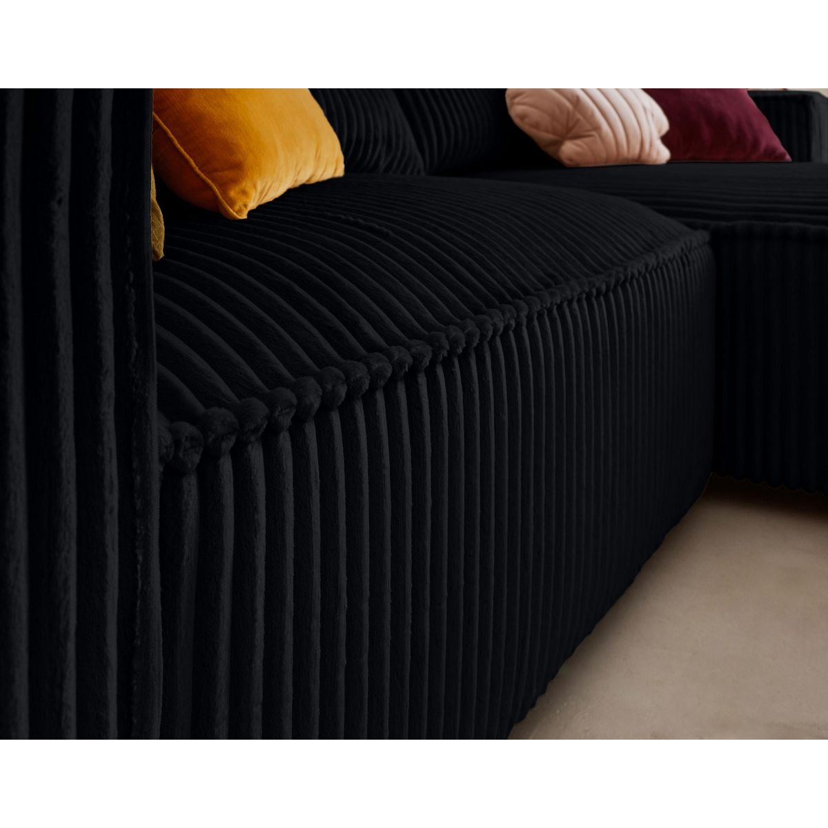 LISA DESIGN Ela - canapé d'angle droit - 4 places - en velours côtelé grosses côtes