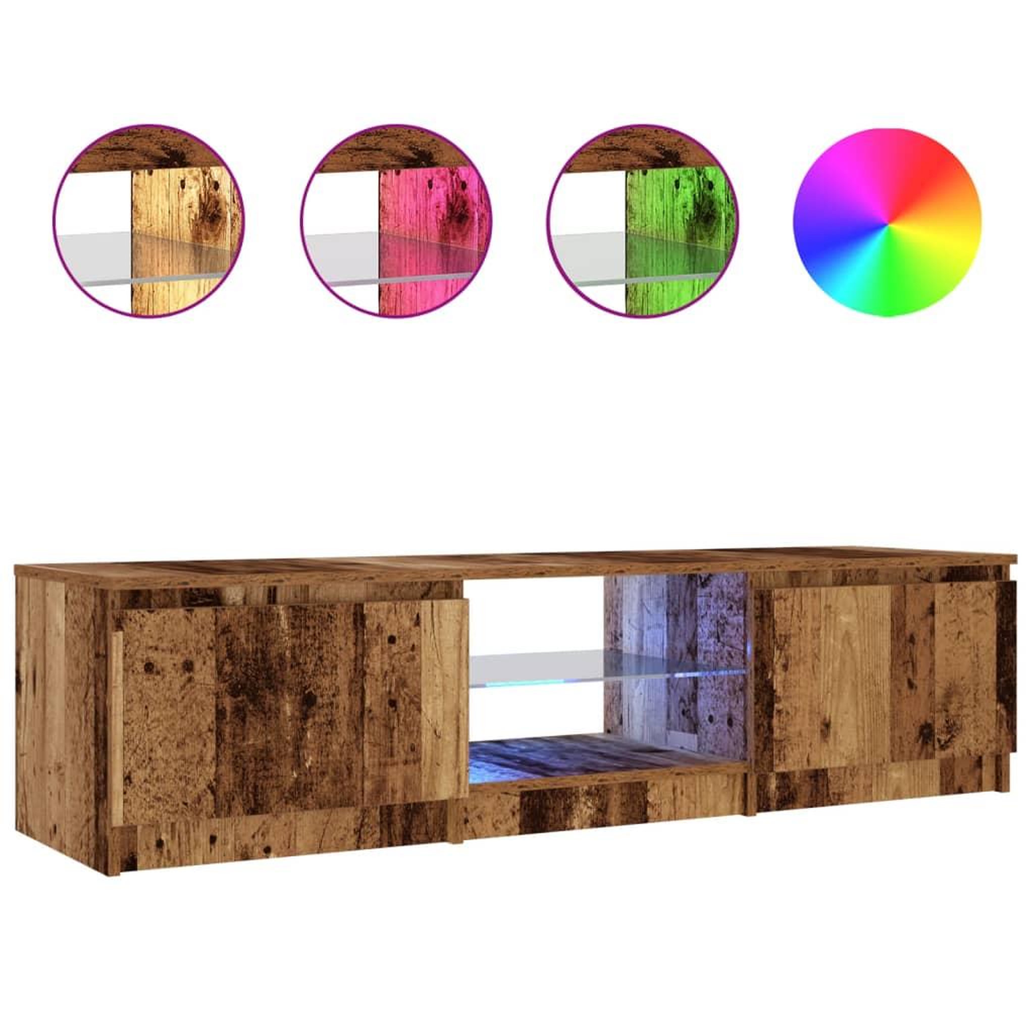 Voir la diapositive 2 : VIDAXL Meuble TV avec lumieres LED vieux bois bois d'ingenierie