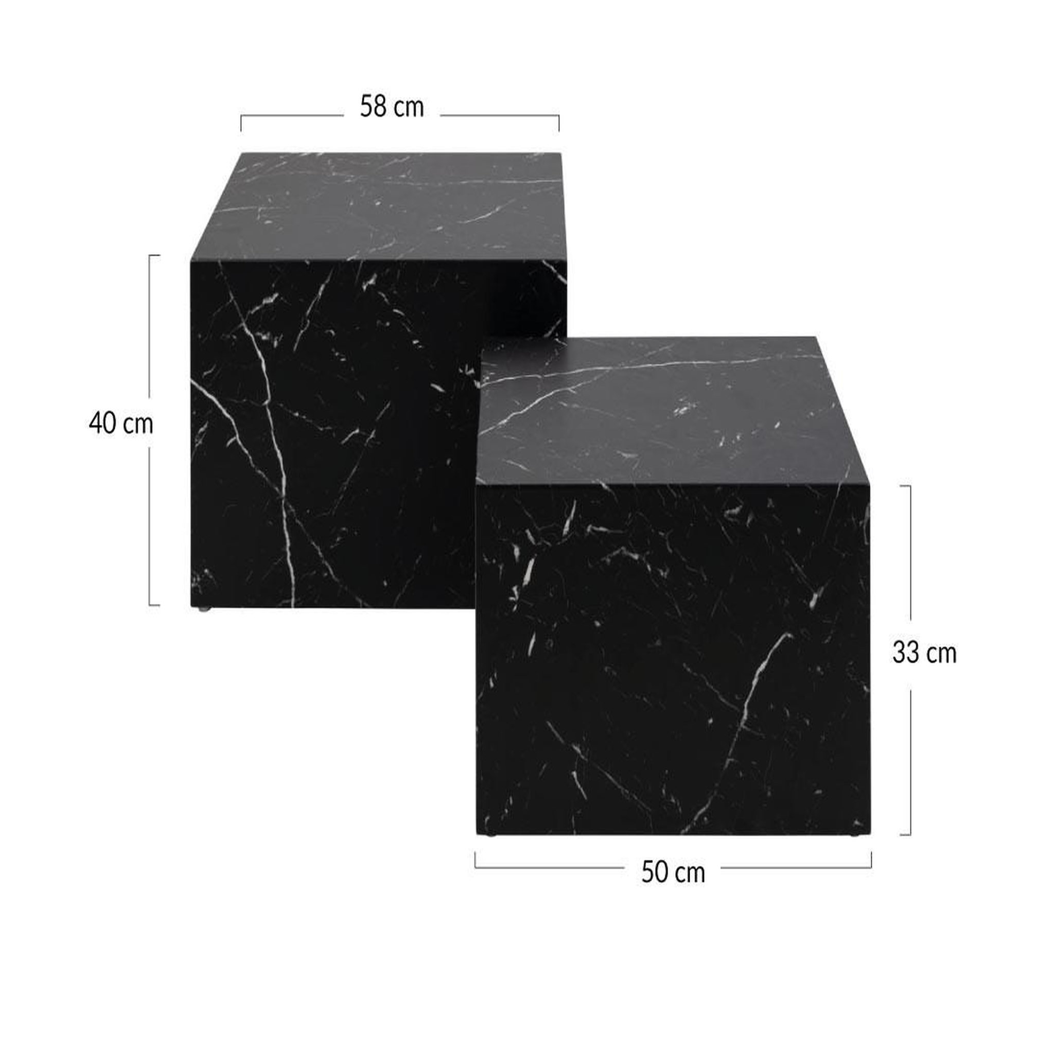 Voir la diapositive 6 : LISA DESIGN Pueblo - lot de 2 tables basses - effet marbre noir - 58 et 50 cm
