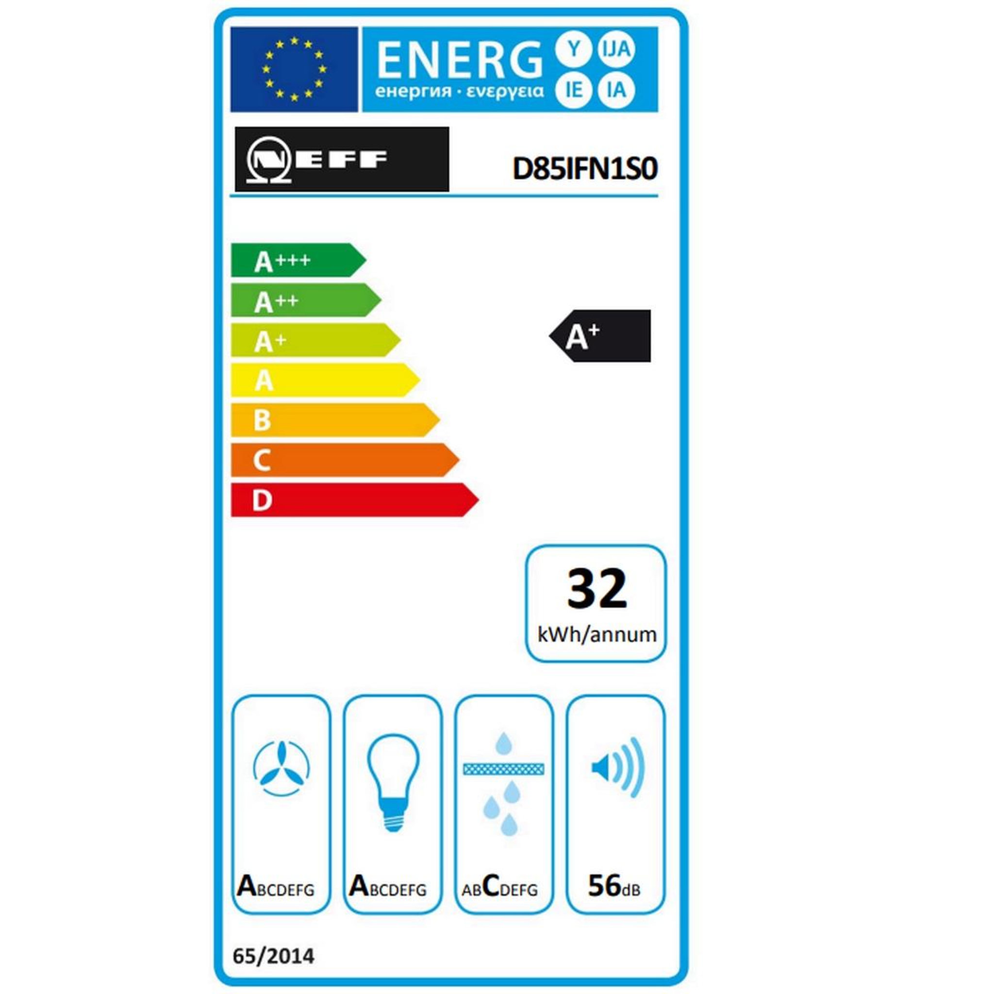 Voir la diapositive 2 : Neff Hotte décorative inclinée 80cm 431m3/h noir - d85ifn1s0