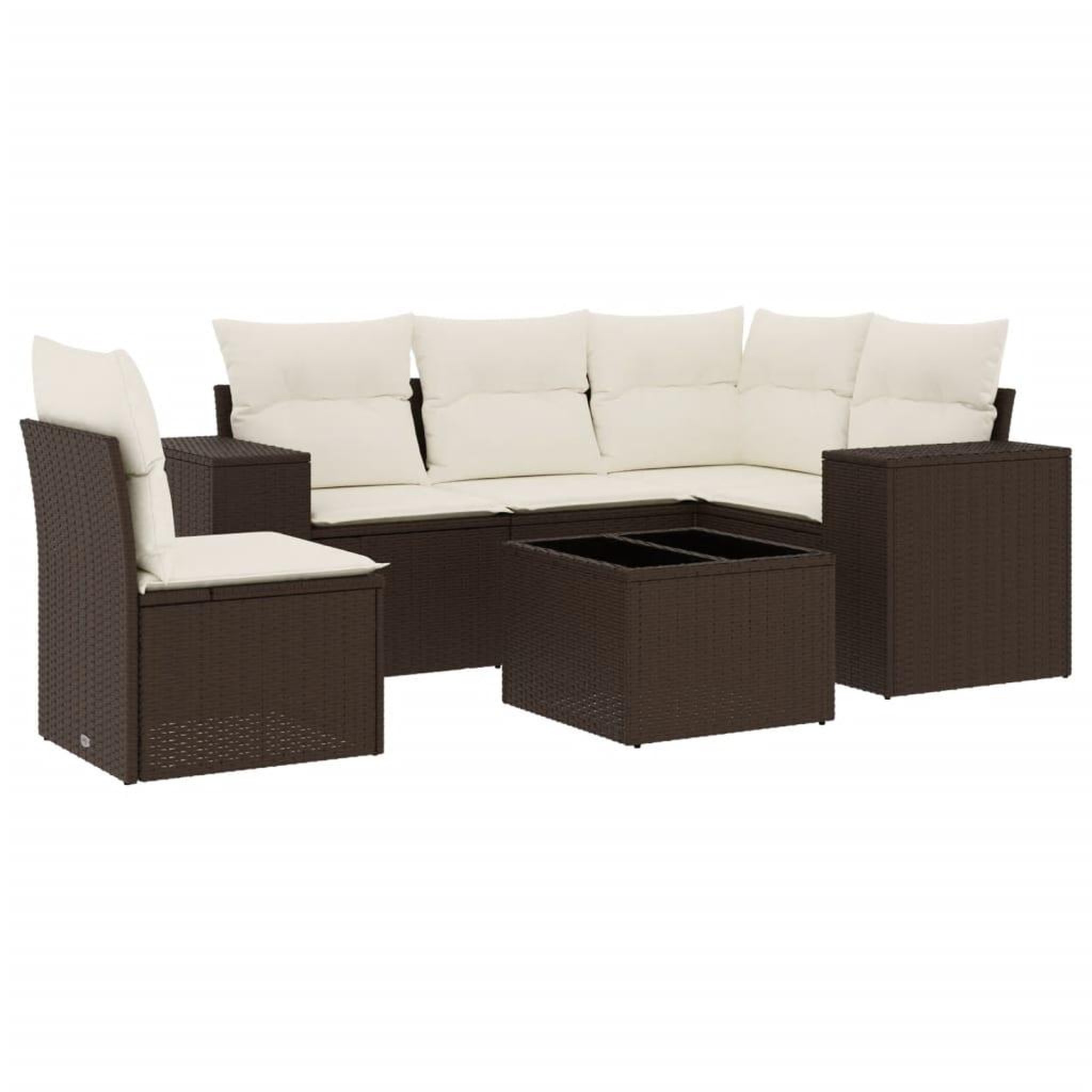 Voir la diapositive 2 : VIDAXL Salon de jardin avec coussins 6 pcs marron resine tressee