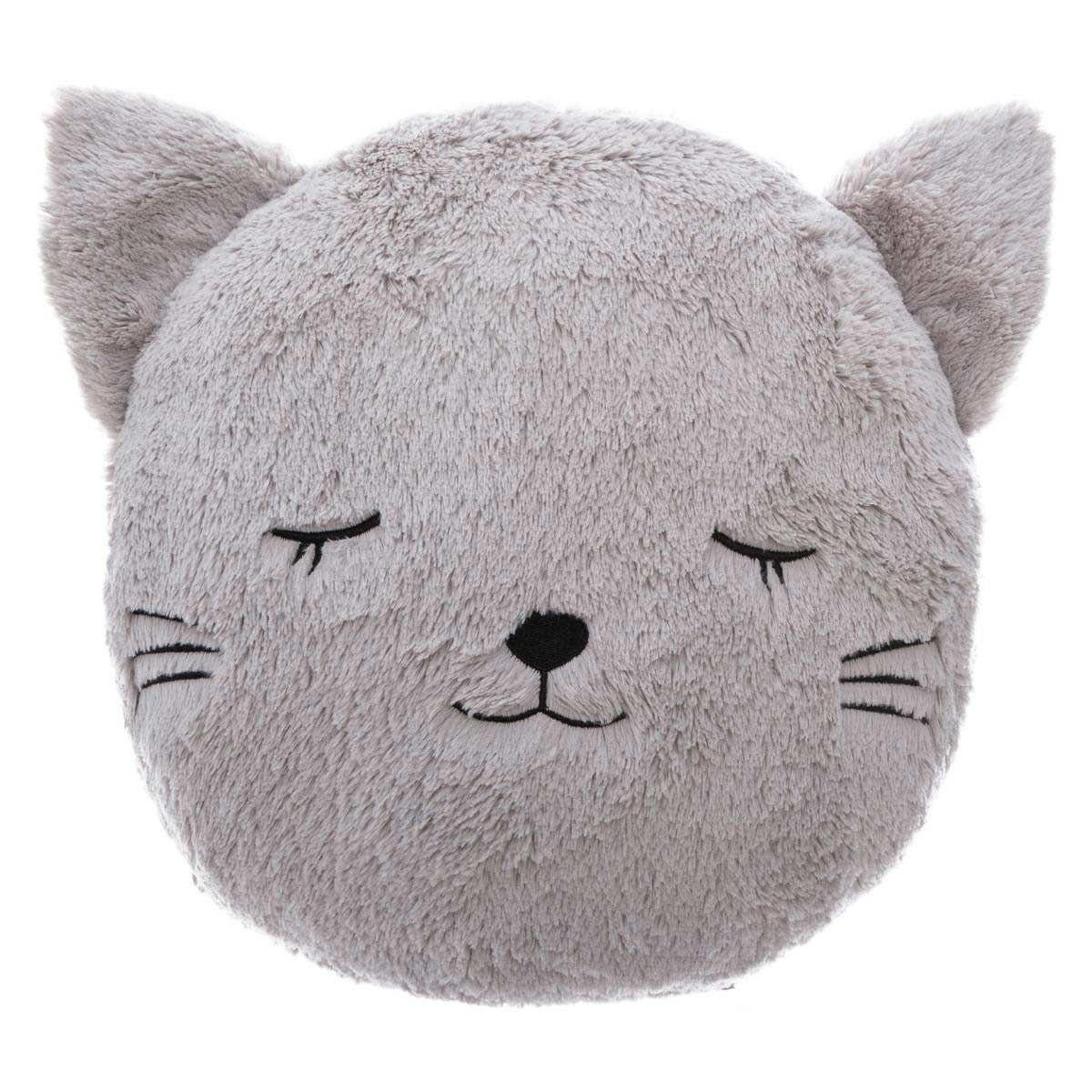 Atmosphera Kids Coussin déco rond enfant  chat  27cm gris