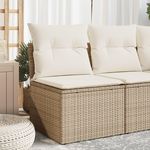 VIDAXL Canape de jardin sans accoudoirs coussins beige resine tressee