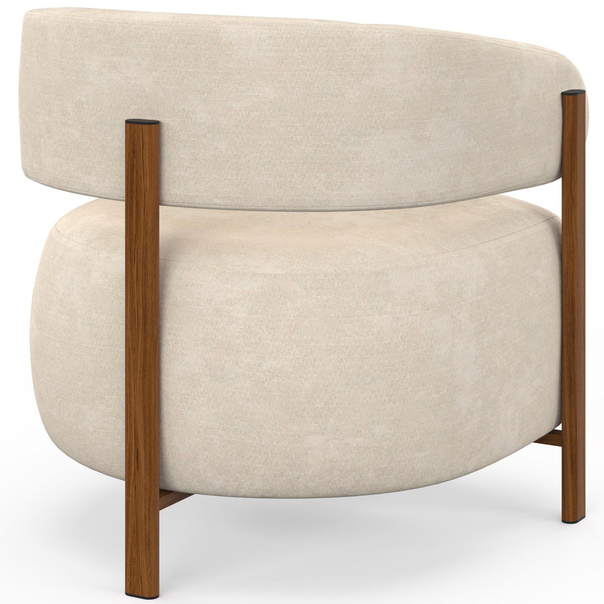 Voir la diapositive 4 : ID MARKET Fauteuil albert tissu chenille beige et pieds effet noyer