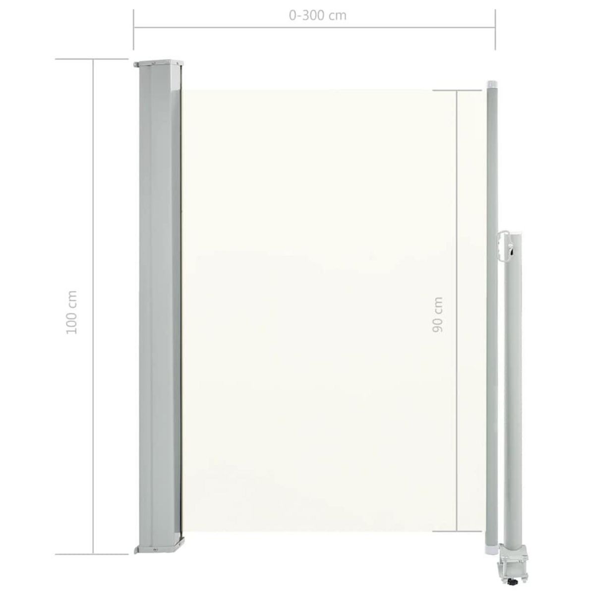VIDAXL Auvent lateral retractable de patio 100 x 300 cm Blanc casse