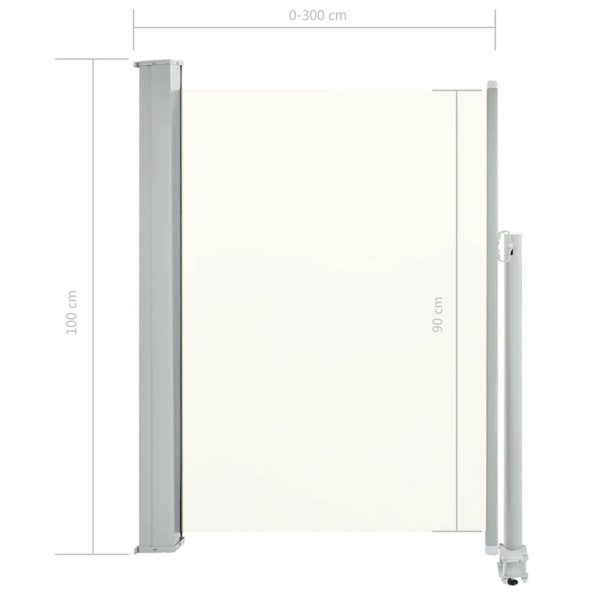 VIDAXL Auvent lateral retractable de patio 100 x 300 cm Blanc casse