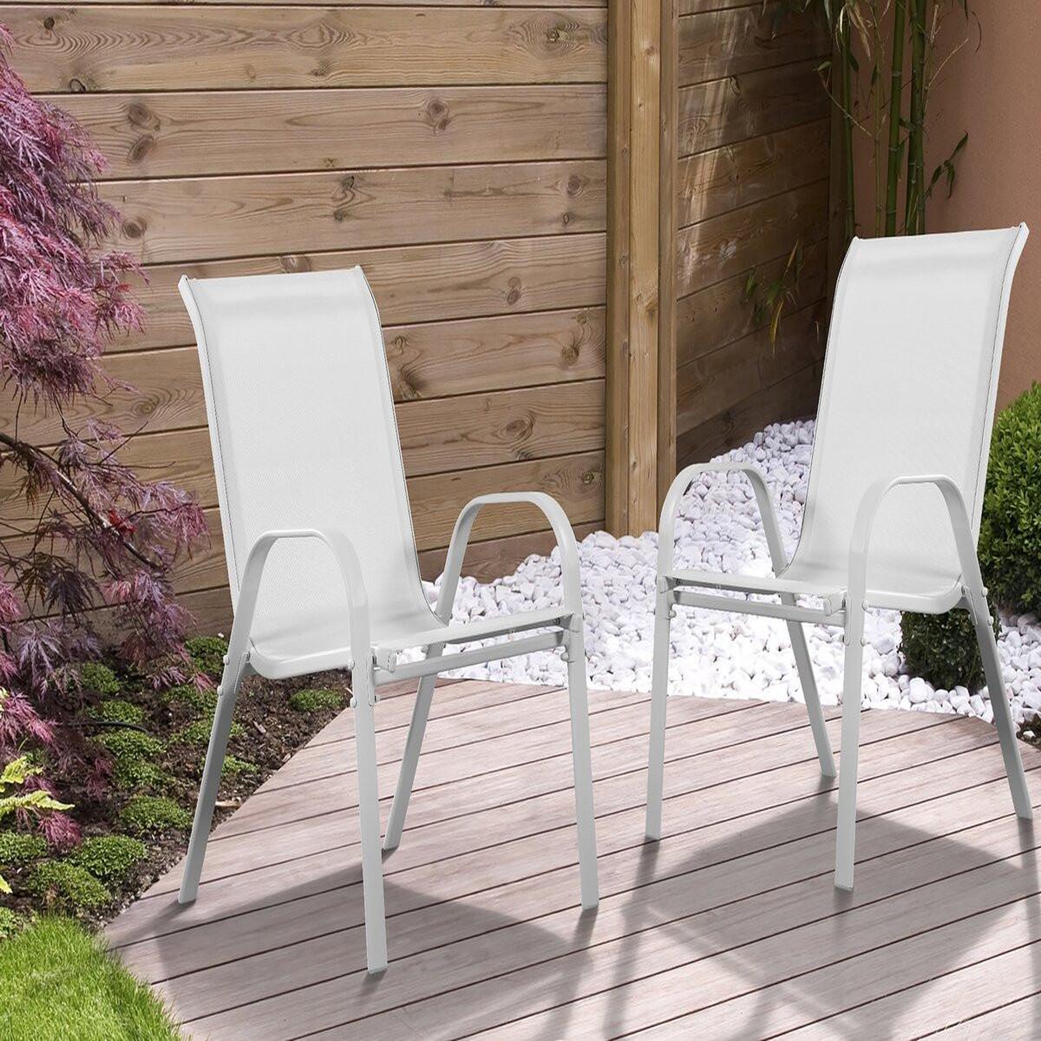Voir la diapositive 2 : Habitat et Jardin Fauteuil jardin textilène  cordoba  - phoenix - gris clair - lot de 2