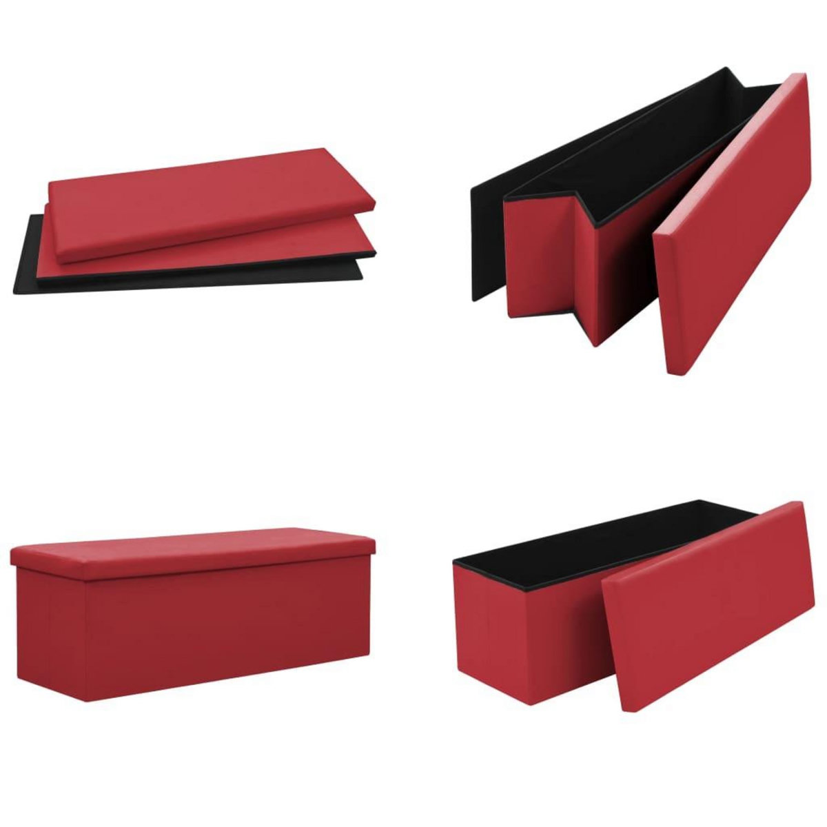 VIDAXL Banc de rangement pliable Rouge bordeaux PVC