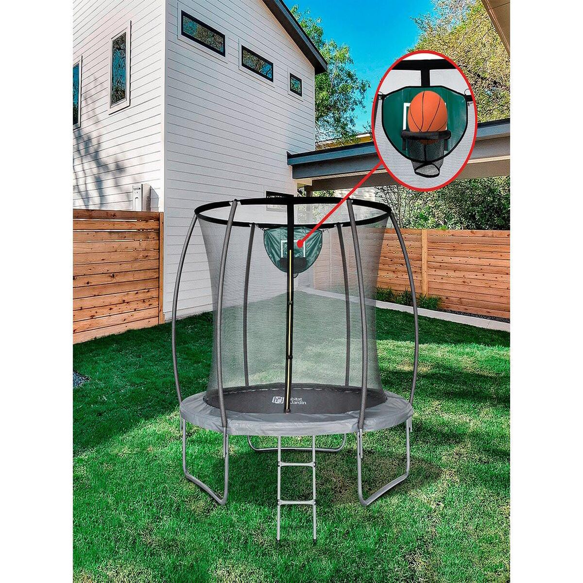 Voir la diapositive 2 : Habitat et Jardin Trampoline prestige  jumper  2,44 m et panier basket