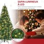 HOMCOM Sapin de Noël artificiel lumineux LED x 700 blanc chaud + support pied Ø 132 x 210H cm 2154 branches vert