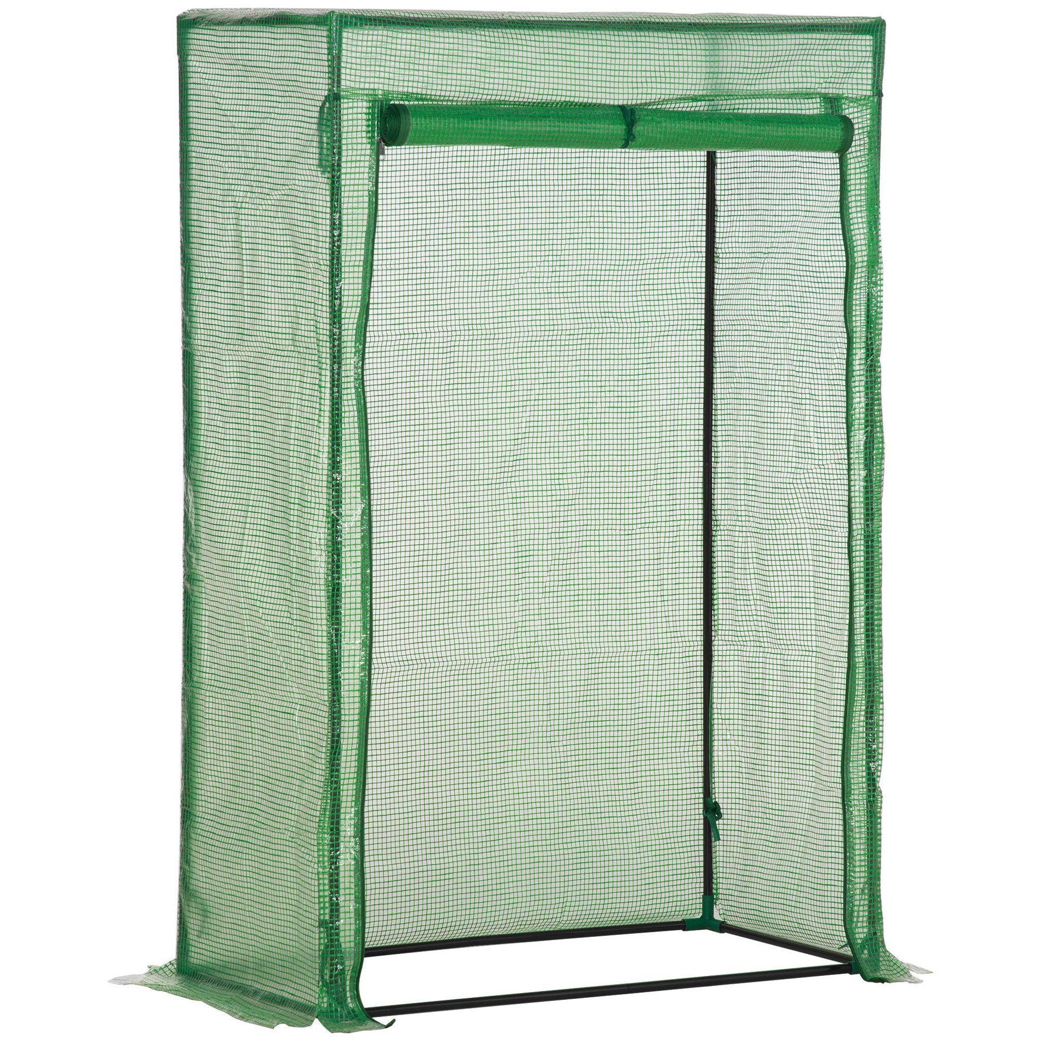 OUTSUNNY Serre de jardin serre à tomates porte zippée déroulante - 1x0,5x1,5m - acier PVC vert