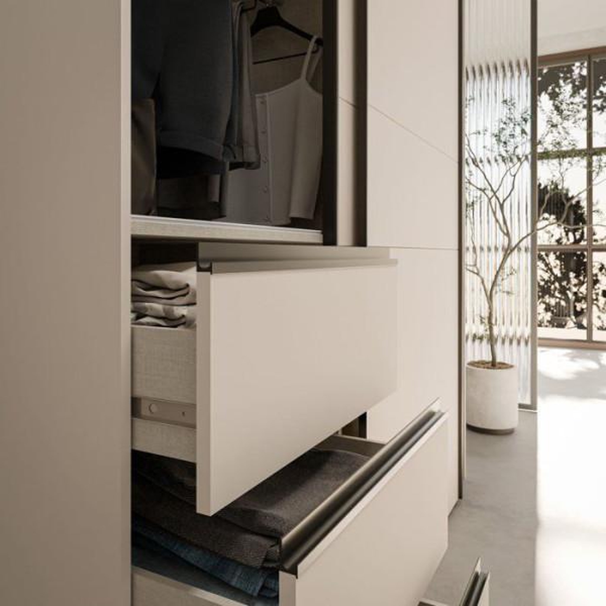 Voir la diapositive 5 : MARKET24 Armoire - 2 portes coulissantes 3 tiroirs - Décor Sable - L170 x P61 x H200 cm - WINN 2
