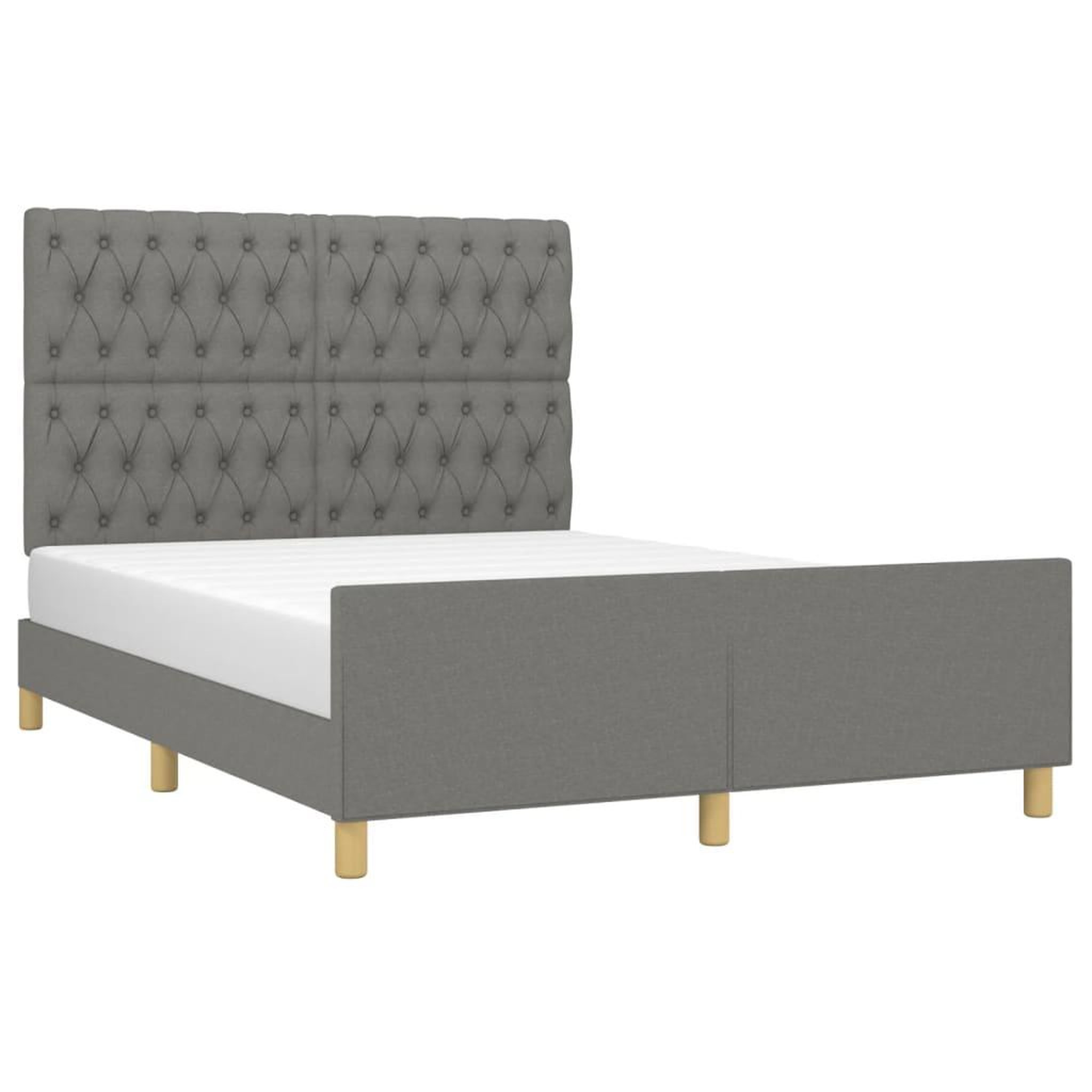 Voir la diapositive 3 : VIDAXL Cadre de lit sans matelas gris fonce 140x200 cm tissu