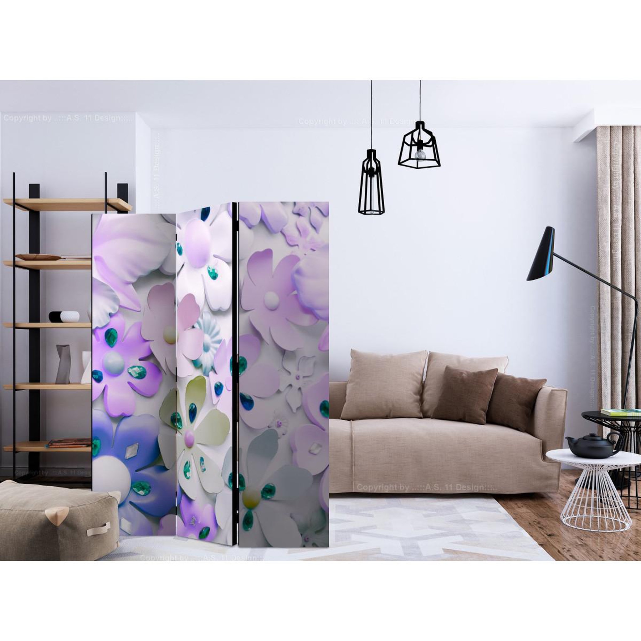 Voir la diapositive 2 : Paris Prix Paravent 3 volets  purple sweetness  135x172cm