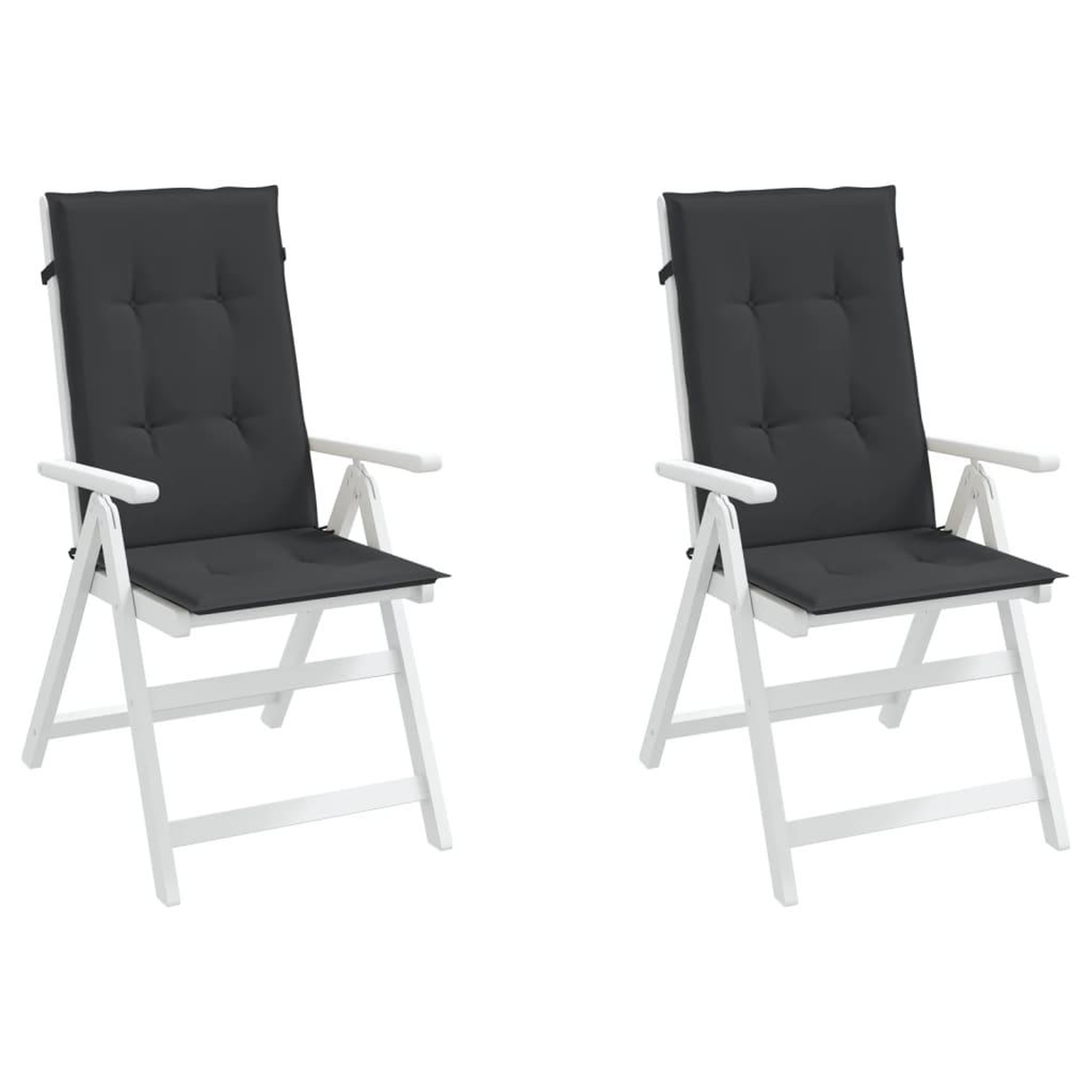 Voir la diapositive 3 : VIDAXL Coussins de chaise de jardin a dossier haut lot de 2 noir tissu