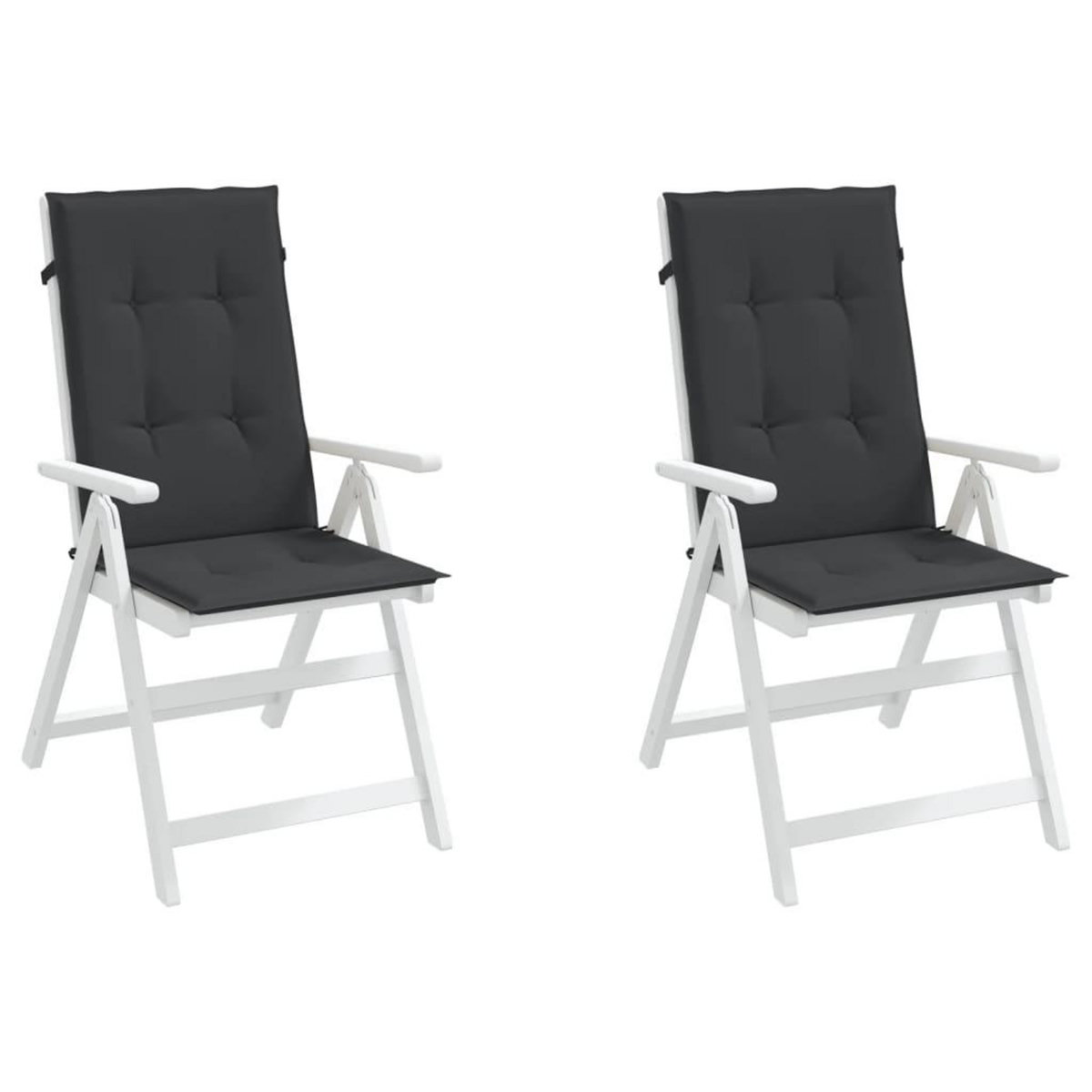 VIDAXL Coussins de chaise de jardin a dossier haut lot de 2 noir tissu