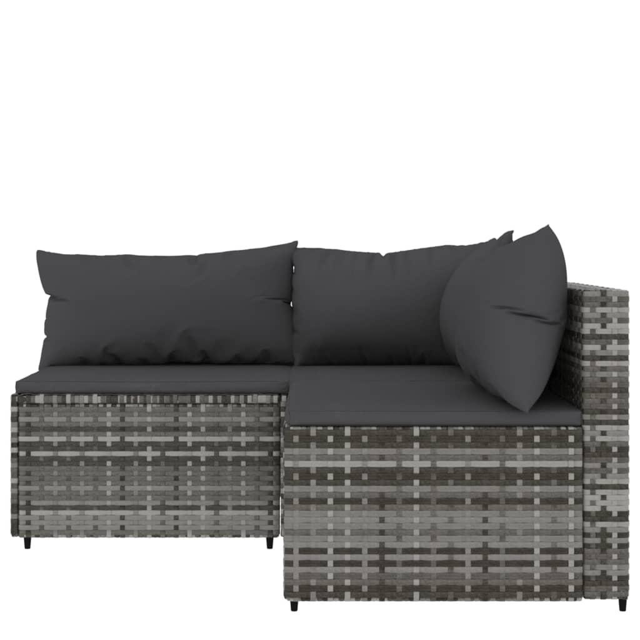 Voir la diapositive 3 : VIDAXL Salon de jardin 3 pcs avec coussins Gris Resine tressee