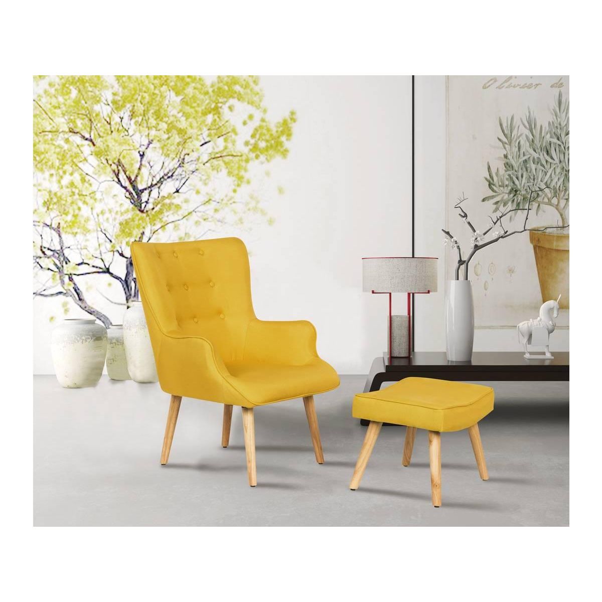 Habitat et Jardin Fauteuil style scandinave en tissu  Odense  - 1 place - Jaune