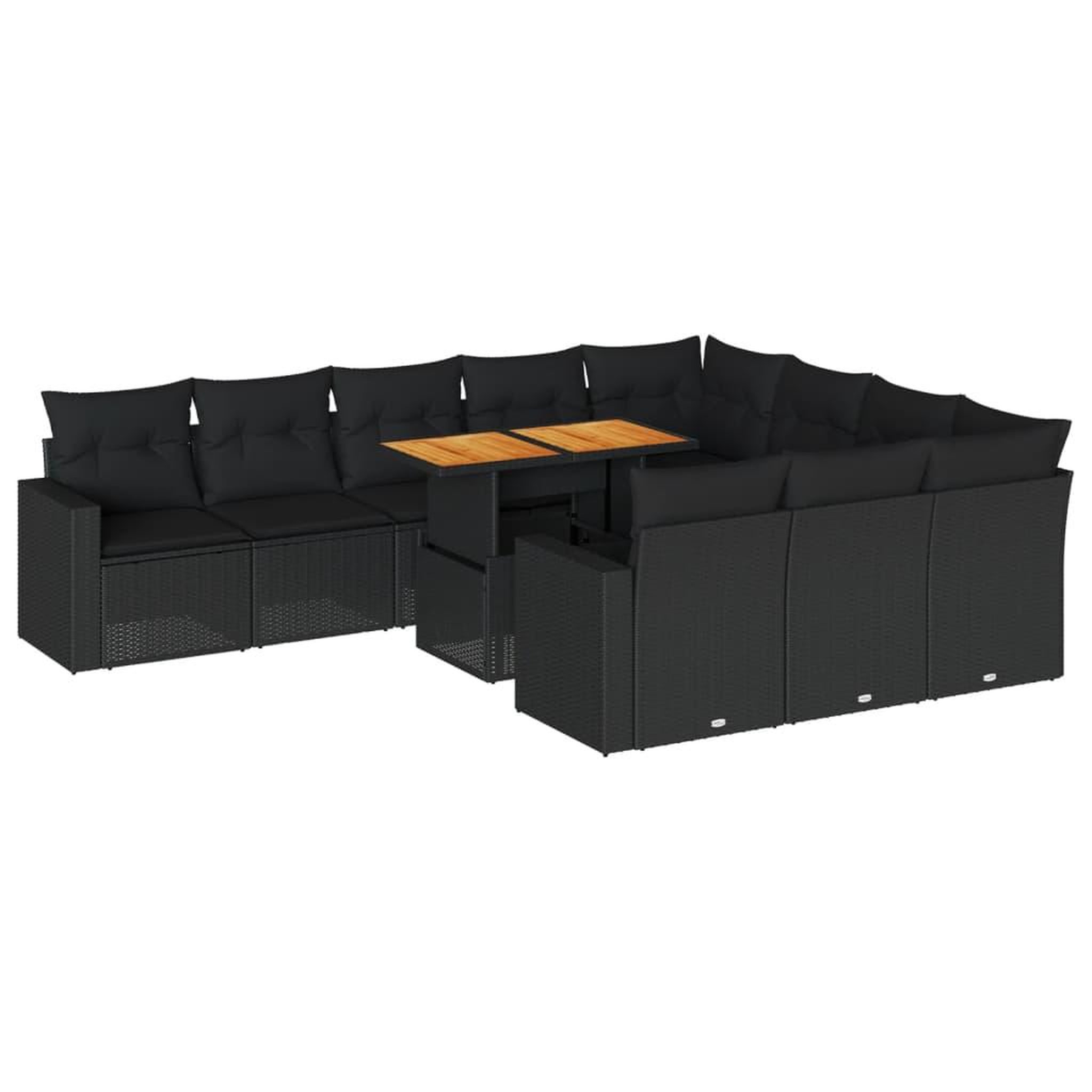 Voir la diapositive 2 : VIDAXL Salon de jardin 11 pcs avec coussins noir resine tressee