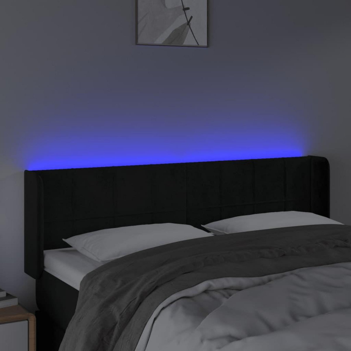 VIDAXL Tete de lit a LED Noir 147x16x78/88 cm Velours