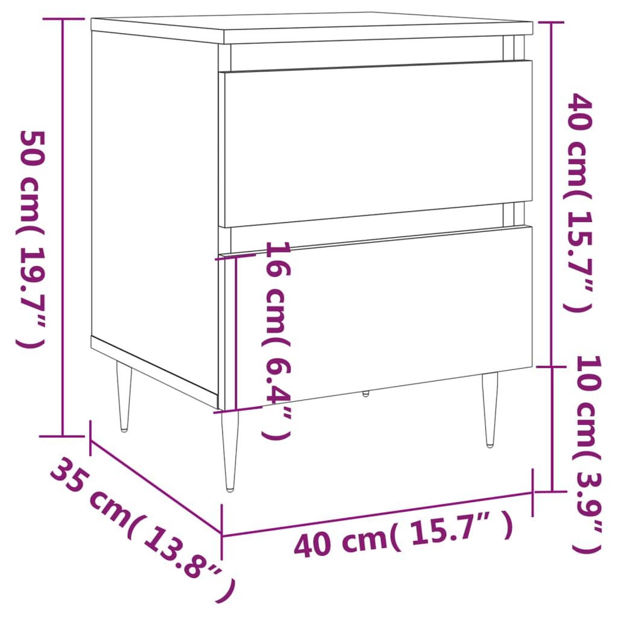 Voir la diapositive 6 : VIDAXL Tables de chevet 2 pcs chene fume 40x35x50 cm bois ingenierie