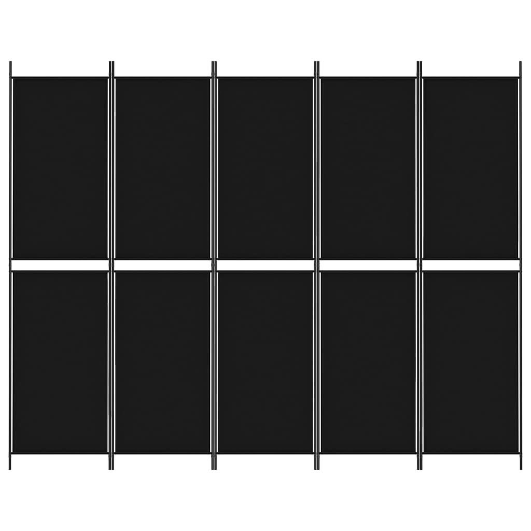 Voir la diapositive 3 : VIDAXL Cloison de separation 5 panneaux Noir 250x200 cm Tissu