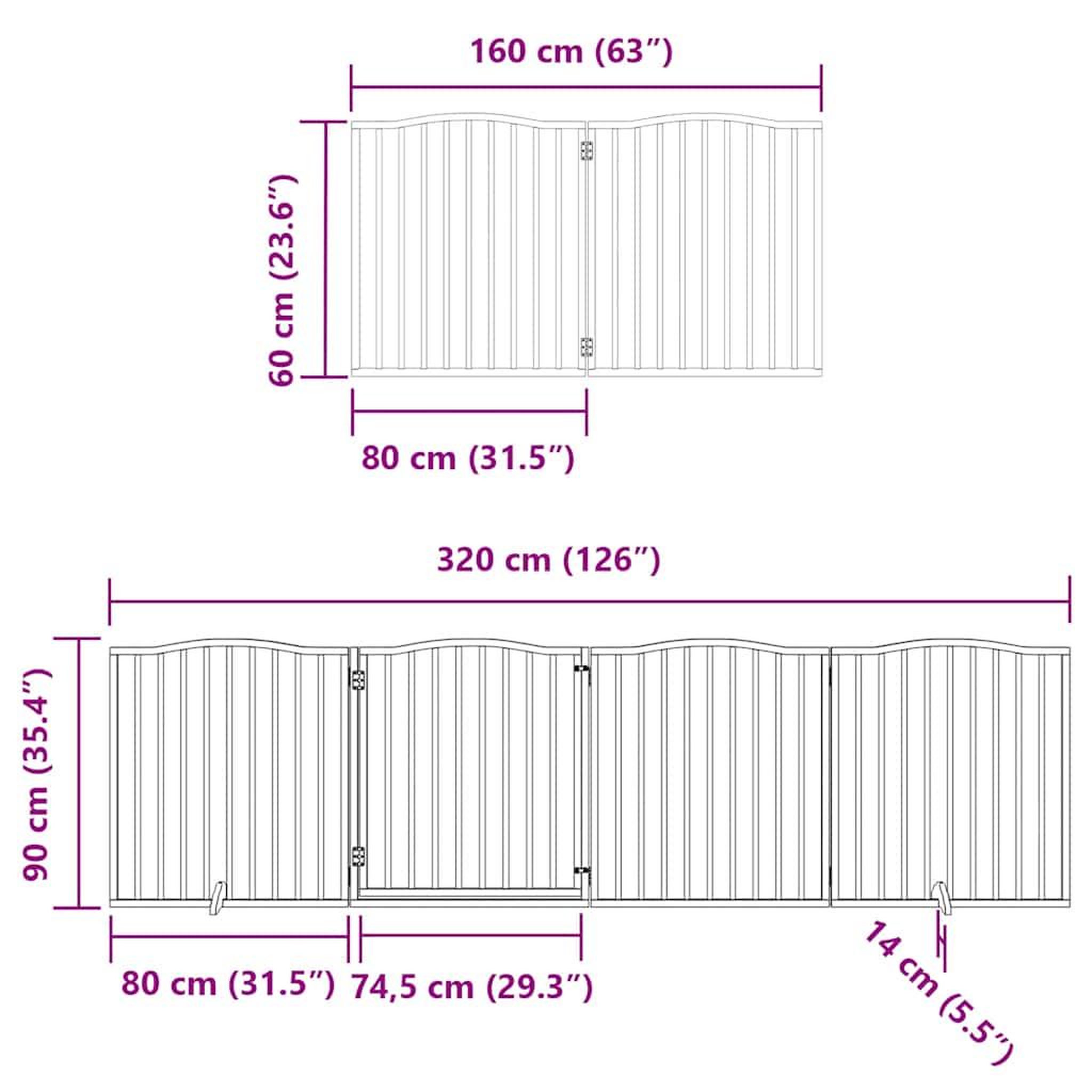 Voir la diapositive 6 : VIDAXL Barriere pour chien porte pliable 8 panneaux bois de peuplier