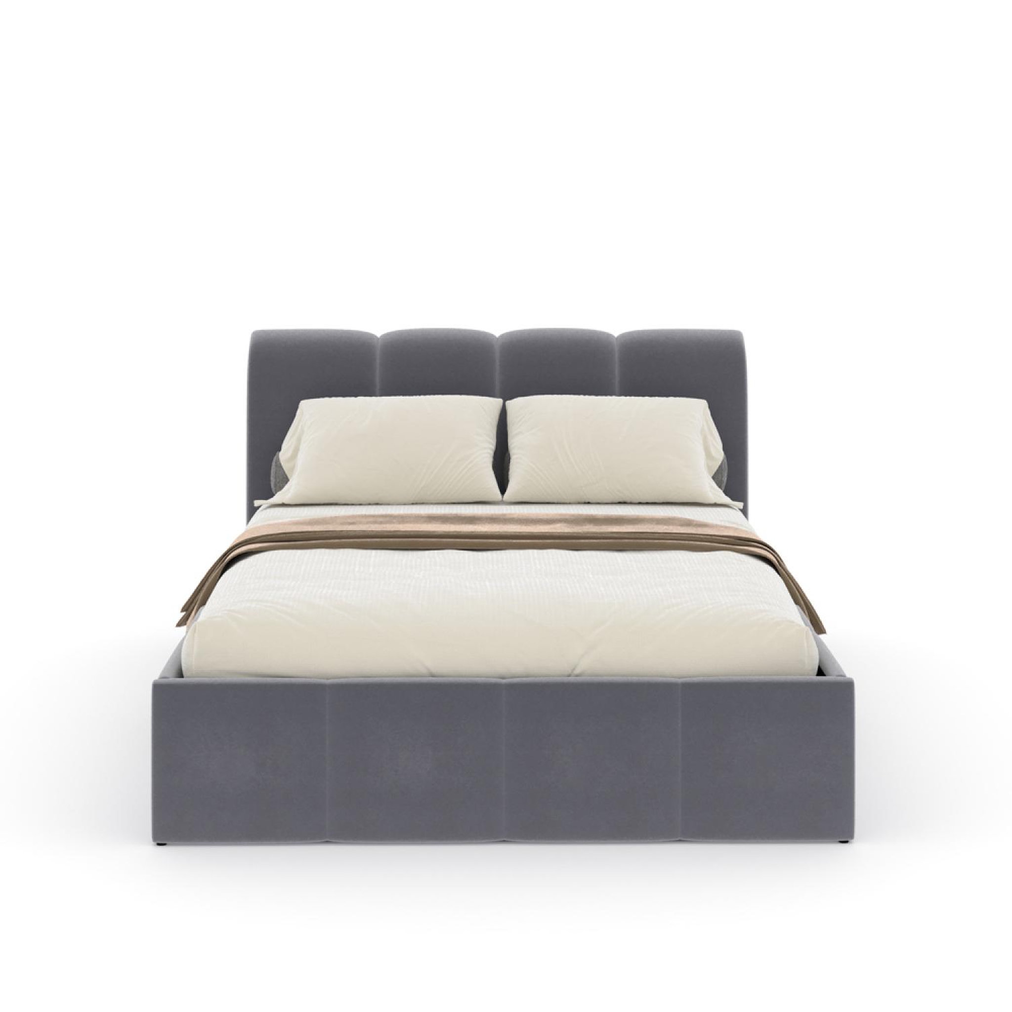Voir la diapositive 5 : CONCEPT USINE Lit coffre style nuage led 160x200cm velours gris baltimore