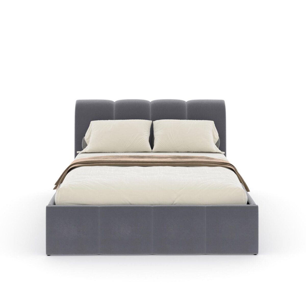 CONCEPT USINE Lit nuage coffre 160x200cm velours gris BALTIMORE