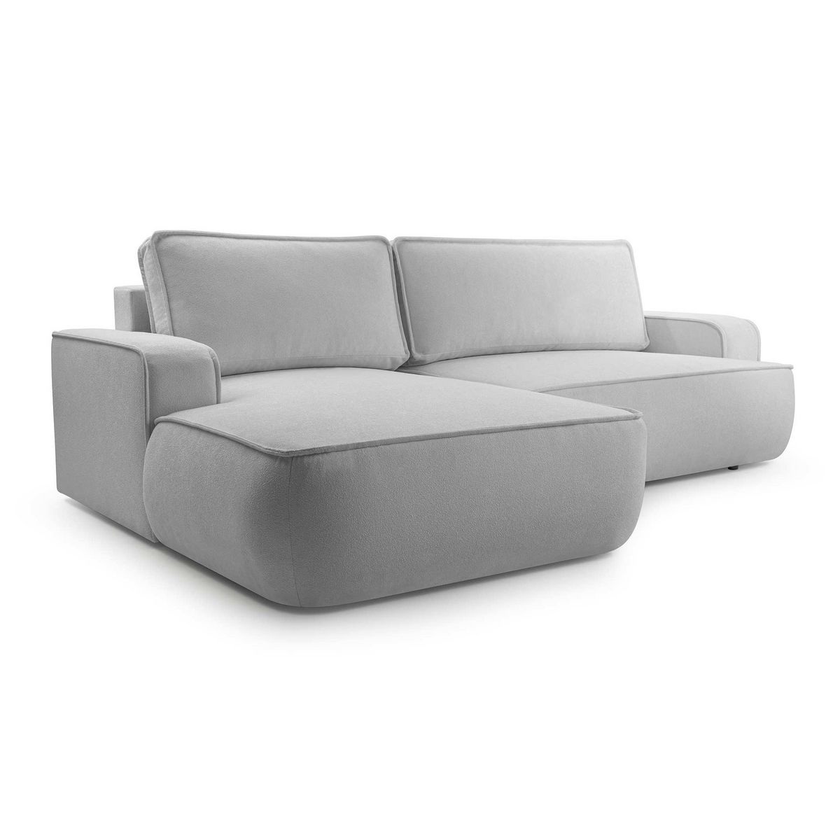 BEST MOBILIER Nessino - canapé d'angle gauche 4 places - convertible avec coffre - en tissu texturé