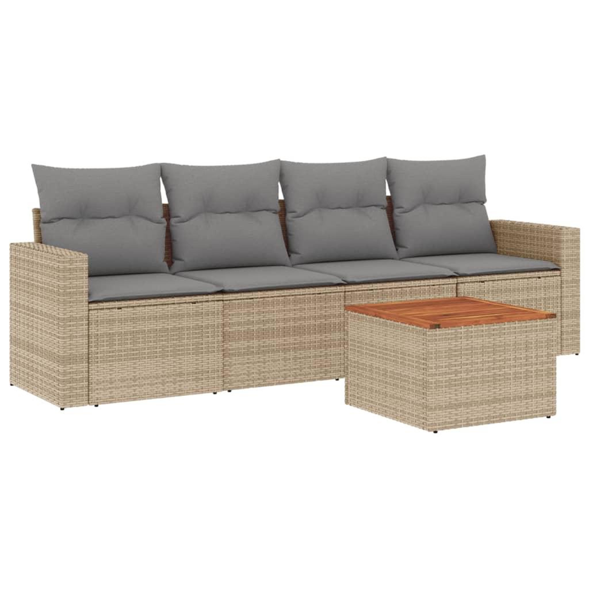 Voir la diapositive 2 : VIDAXL Salon de jardin avec coussins 5 pcs beige resine tressee