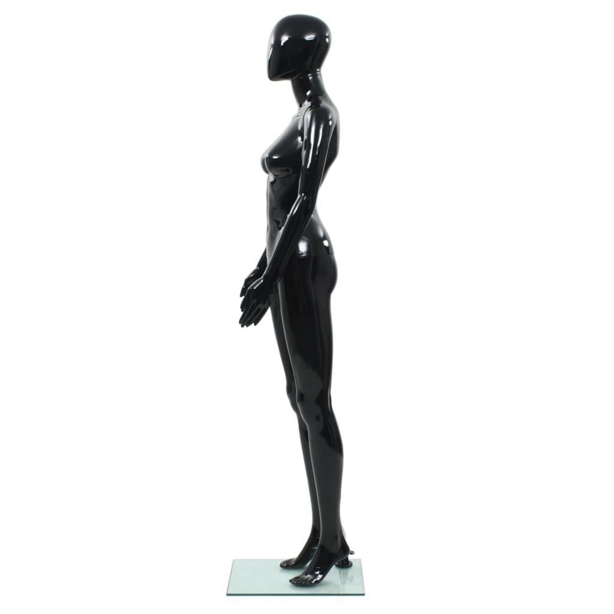 VIDAXL Mannequin femme corps complet base verre Noir brillant 175 cm